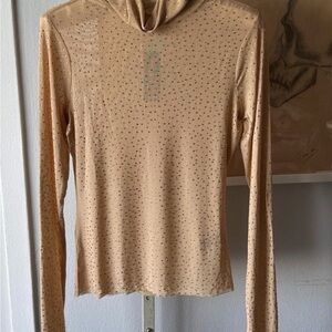 AFRM Tan Long Sleeve Top with Subtle Sparkle